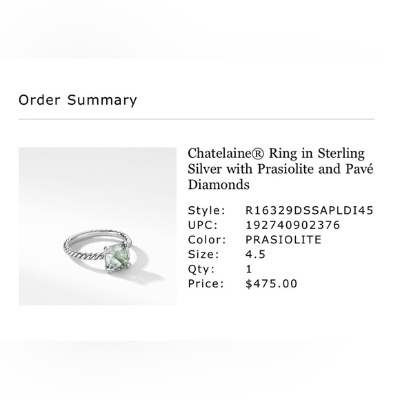 David Yurmin- Chatelaine® Ring
Sterling Silver with Prasiolite and Diamonds, 8mm - Picture 5 of 5